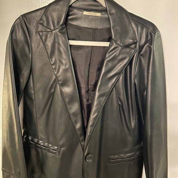 TwoWay Black Faux Leather Blazer - Picture 1 of 3